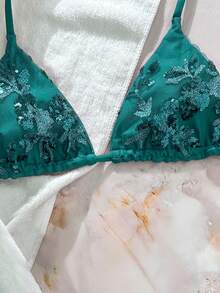 Bonvoyette Áo bikini tam giác buộc cổ, chất liệu sequin trơn, kiểu dáng gợi cảm, thích hợp cho kỳ nghỉ biển, mùa xuân/hè. - Nhiều màu - Xem 3