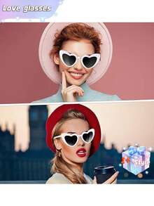 10 chiếc kính thời trang trang trí hình trái tim dễ thương và thú vị dành cho cả nam và nữ, thích hợp cho tiệc cưới, tiệc khiêu vũ, v.v., màu trắng, Giáng sinh - Nhiều màu - Xem 5