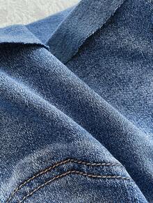 Elamini 女士休闲水洗牛仔短裤，夏季 - 藍色 - 查看 5