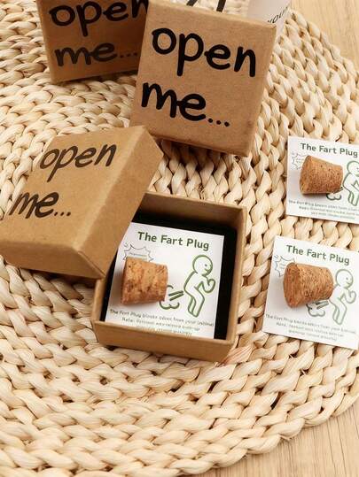 1 PC Fun Size Sturdy Cardboard Funny Durable Fart Stopper Gift Box With Greeting Card Cartoon Characters Humorous Phrases Printed Valentines Day Weddings Birthdays Party Essential Joke Prank Gag Gift For Loved Ones Friends Funny Gifts Novelty Gifts