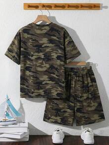 SHEIN Tween Boy Tie-Dye Short Sleeve T-Shirt And Shorts Set,Kids - Multicolor - View 2