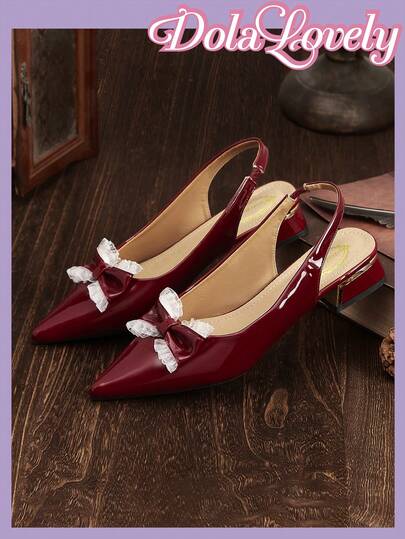 Dola Lovely レディースファッション ショートヒール リボン装飾 ロリータ風 カレッジスタイル キュートなレディースシューズ