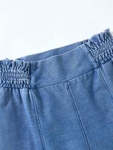 Teens Girls' Summer Jeans, Casual High Waist Elastic Wide Leg Blue Pants, Drawstring Waist Design, Suitable For Daily Casual And Holiday Wear - Blue - View 5