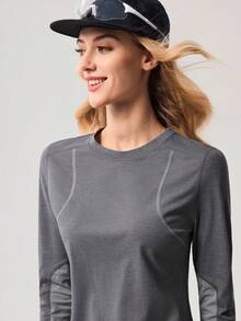 OutZeal Áo thun nữ ngoài trời, chất liệu mềm mại, co giãn, tay dài, ôm sát, thích hợp cho tập luyện thể thao ngoài trời. - Xám - Xem 8