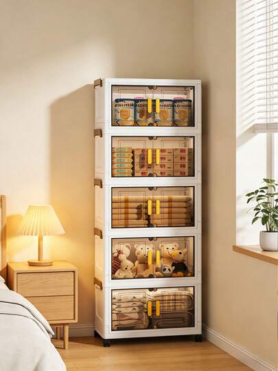 1 Piece Of 38cm/14.96 Inch Wide Plastic Storage Cabinet, Small Folding Storage Box, Kitchen Dining Room Storage Cabinet, Kitchen Storage Rack, Household Living Room Toy Cabinet Storage Rack, Crevice Cabinet Organizer, Kitchen Crevice Storage Cabinet, Christmas Gift, Storage Box, Under-Bed Storage