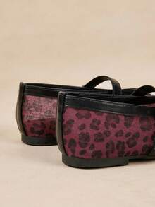 Rosivie Women's Casual Leopard Print Buckle Design Flat Loafers, Versatile For Daily Wear - Burgundy - View 4