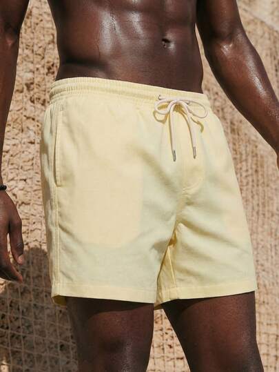 ZELFYO Pantalonetas de playa de unicolor para hombre, de moda para el verano