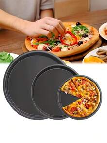 3pcs Non-Stick Pizza Baking Tray Set - Rust-Resistant, Dishwasher - Suitable For Home Baking And Restaurant Use - Perfect For Baking Pizza, Pies And Various Baked Goods - An Ideal Gift For Food Lovers And Chefs - Multicolor - View 6