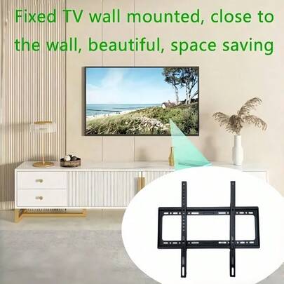 1 Bộ, Giá đỡ TV treo tường cố định, Dành cho TV từ 26-63 inch, Giá đỡ TV treo tường mỏng, Dành cho màn hình TV phẳng hoặc cong có trọng lượng lên đến 66 lbs (khoảng 30 kg)