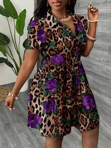 Slaydiva Plus Size Women Button Front Dress, Suitable For Summer - Multicolor - View 4