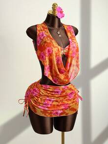 Zestiva 女士扎染印花泳衣套装，沙滩度假 - 彩色 - 查看 4