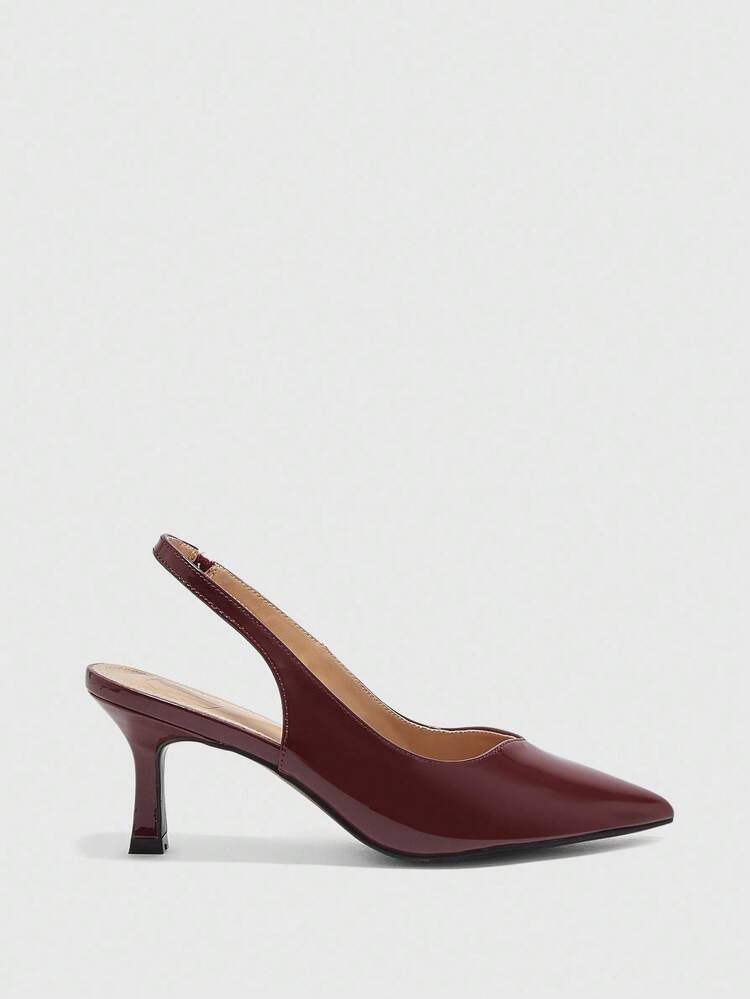 CUCCOO BIZCHIC Women Shoes New Pointed High-Heeled Burgundy Women's High-Heeled Shoes Workplace Classic Slingback Women's Shoes Elegant Temperament Fashion Versatile Commuter Women's Shoes