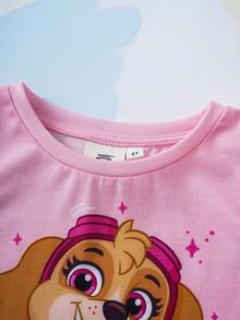 SHEIN | PAW Patrol 夏季女童休闲卡通小狗印花T恤 - 粉色 - 查看 7