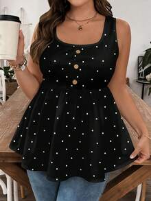 SHEIN LUNE Áo kiểu chấm bi dáng rộng dành cho nữ, thích hợp mặc đi chơi và hẹn hò. - Nhiều màu - Xem 1