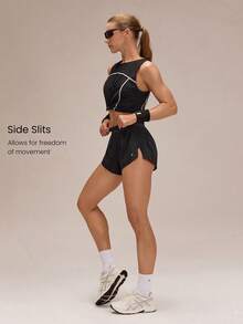 GLOWMODE 2.5'' VitalSwift High Energy Lightweight Quick-Dry Breathable Odor Control Side-Split Hem Low Waist Adjustable Waist Shorts Running Jogging Training Tennis Workout Gym Wear - Black - View 5