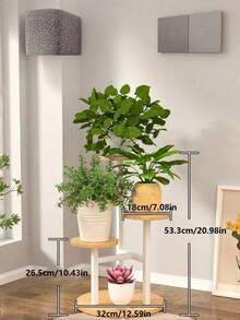 1个4层室内外植物架金属木质转角植物架多层花架，适用于阳台、花园、露台、客厅家居装饰，坚固防锈，展示架，收纳架，适用于盆栽植物，花架，置物架 - 彩色 - 查看 9