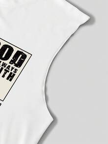 STEELVANCE Men's Round Neck Fashionable Printed Casual Versatile Daily Tank Top, Summer - White - View 4