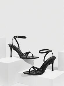 CUCCOO SZL 女士优雅简约高跟凉鞋，通勤必备 - 黑色 - 查看 2