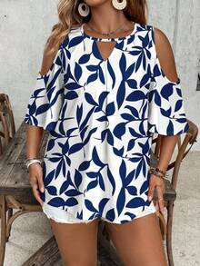 SHEIN VCAY Casual Minimalist All-Over Print Plus Size Shirt, Retro Printed Pattern - Multicolor - View 5