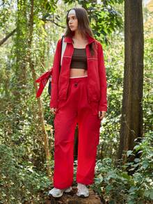 Exploreva Women's Casual Windbreaker Jacket - Red - View 2