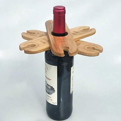 Giá đựng rượu bằng gỗ (1/2/3 chiếc), đồ thủ công mỹ nghệ bằng gỗ sáng tạo, món quà lý tưởng cho người yêu rượu, phụ kiện quầy bar - Chứa được 1 chai rượu và 2 ly rượu.