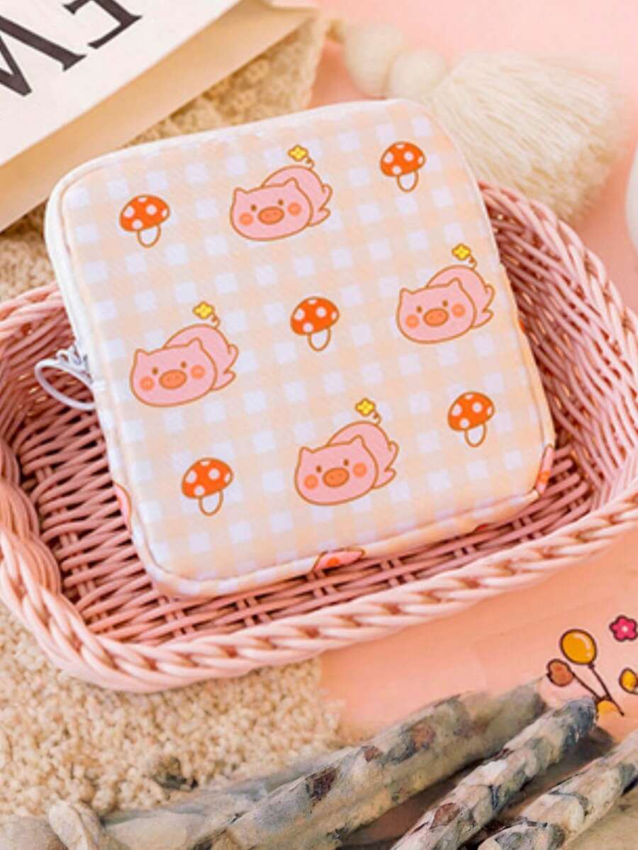 1PC Cartoon Menstrual Bag Cute Sanitary Napkin Storage Bag Portable Sanitary Pad For Girls - Multicolor - View 1