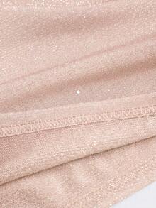 SHEIN PETITE 女士亮片金属针织露背吊带短款上衣，性感紧身吊带背心 - 粉色 - 查看 6