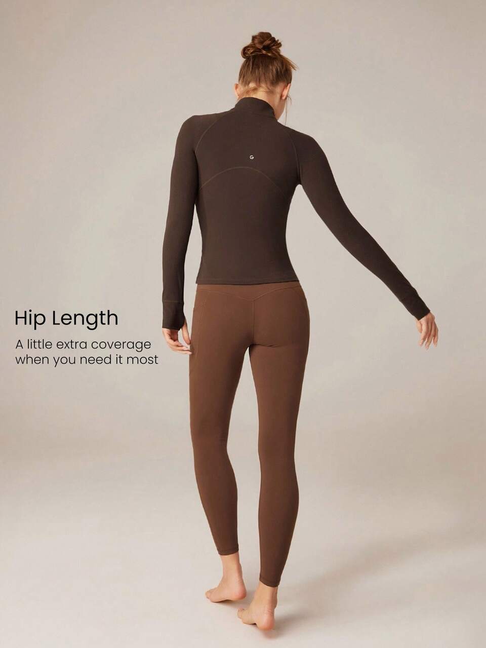 FeatherFit™ BBL Slim-Fit Pockets Zip Up Long Sleeve Jacket