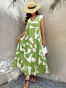 SHEIN LUNE 随机印花加大码休闲连衣裙 - 彩色 - 查看 4