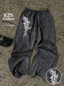 Attitoon Women's Casual Low-Waist Straight Sweatpants, Suitable For Summer, Washed Effect - Black - View 9