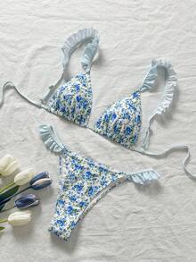 Swim Mod Bộ bikini hai mảnh in họa tiết nhiệt đới dành cho nữ, thích hợp cho kỳ nghỉ thường ngày. - Nhiều màu - Xem 2