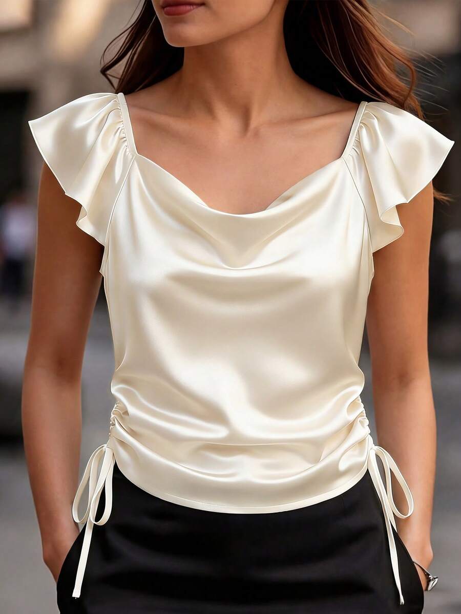 GlowEve CURVE CURVE Plus Size Women's White Elegant Summer Ruched Solid ...