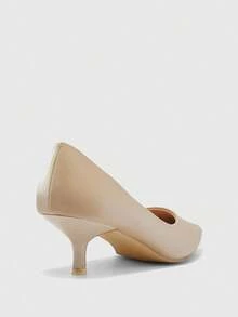 CUCCOO BIZCHIC 女士尖头小猫跟高跟鞋，杏色简约通勤时尚办公室鞋 - 杏色 - 查看 8