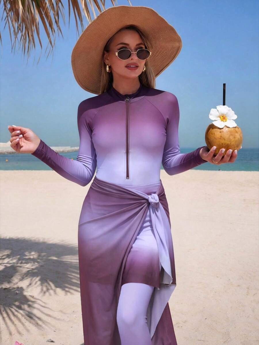 Swim Shayni Ombre Modest Women Elegant Vacation Swimwear Set - Multicolor - View 1