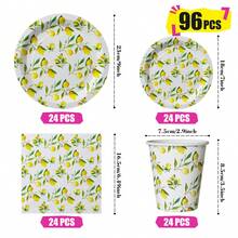Bộ đồ dùng tiệc Lime Branch gồm đĩa, khăn ăn và cốc dùng một lần, phục vụ 24 người, thích hợp cho sinh nhật, đám cưới, tiệc theo chủ đề và dã ngoại gia đình. - Xem 2