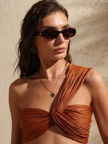 Swim Chiccia 经典椭圆形太阳镜女士男士新款粗框派对太阳镜嘻哈酷炫奢华设计师品牌眼镜 UV400 眼镜 - 彩色 - 查看 10