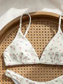 Swim Mod Cute Ditsy Floral Beach Casual Bikini Set, Spring/Summer - Multicolor - View 4