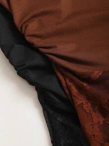 Sweetra Y2K Sexy Lace Patchwork Asymmetrical Hem Casual Vacation Blouse - Multicolor - View 3