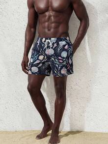 Manfinity Swimmode Men's Casual Ocean Creature Print Beach Shorts - Multicolor - View 3