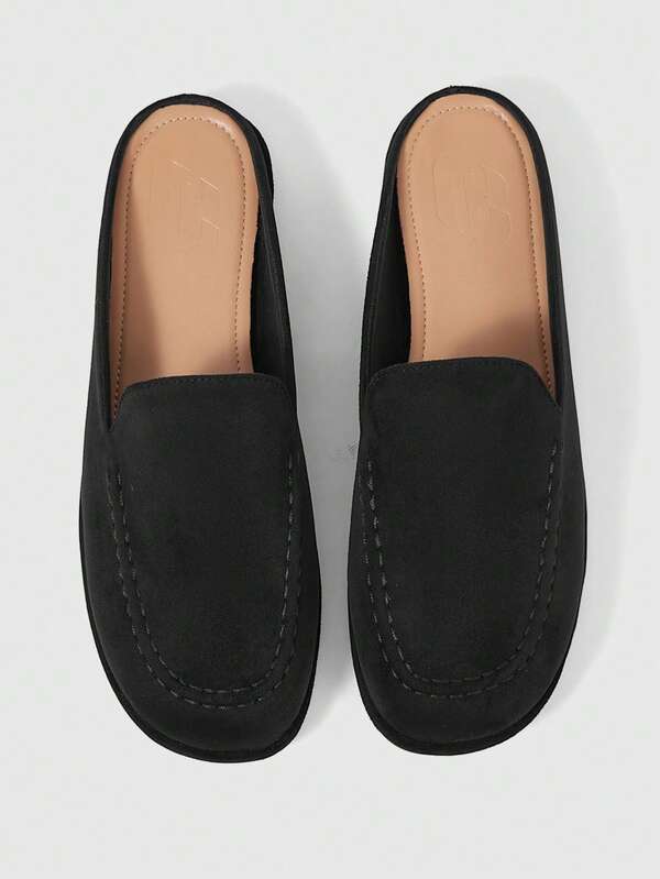 Sleekvia Black Fashionable Soft Bottom Comfortable Women's Flat Mule Shoes, Versatile Casual Outdoor Commuting Lightweight Comfortable Women Shoes