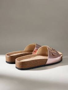 Solecia Pantofi de damă, papuci la modă cu talpă groasă, versatili, pentru primăvară și vară, pantofi de vacanță, pentru primăvară, primăvară, Paște și Crăciun - Aur roz - Vizualizare 3