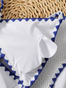 SHEIN Tween Girl Fitted Casual Minimalist Comfortable Textured Fabric Swimwear Set - Apricot - View 4