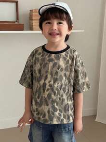 Hapijoa 男童休闲印花短袖T恤，夏季 - 咖啡棕 - 查看 4