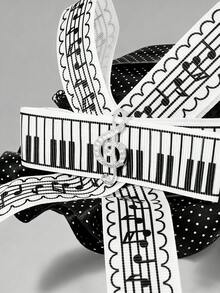 ROMWE 1 Piano Note Pattern Bow Hairpin, Cute Sweet Style Black Polka Dot Top Hat Duckbill Clip, Handmade Lolita Tea Party Hair Accessories Hairpin - Black and White - View 4