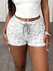 INAWLY Women's Casual Leopard Print Shorts, Summer - Grey - View 6