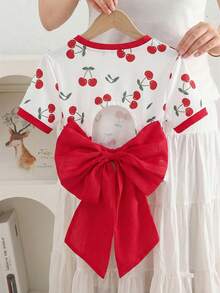 Áo thun croptop ôm sát, hở lưng, màu trơn dành cho bé gái, điểm nhấn là nơ organza ngoại cỡ, phong cách thanh lịch Pháp thời thượng, thích hợp cho mùa tựu trường, phong cách Y2K, ngọt ngào và cá tính. - trắng - Xem 6
