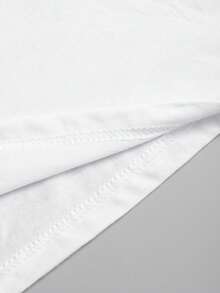 Glimmora 女士仿牛仔布五角星十字印花夏季街头休闲圆领短袖上衣，简约女士上衣 - 白色 - 查看 4