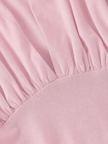 SHEIN MOD Áo yếm cổ yếm xếp ly màu trơn dành cho nữ, kiểu dáng thường ngày, đa năng. - Màu Hồng baby - Xem 7