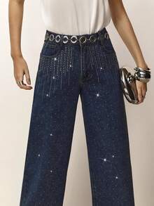 Daynim High Waist Wide Leg Jeans - Medium Wash - View 7