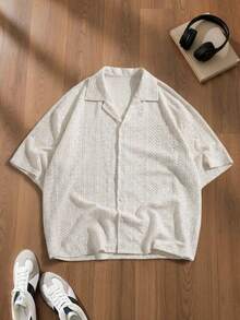 SWAVVY Men's Single-Breasted Casual/Business Short Sleeve Shirt, Spring/Summer - Apricot - View 4